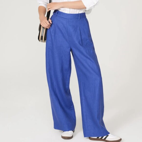 NWT - Madewell The Harlow Wide-Leg Linen Pants (Bluestone) - 2 - Picture 1 of 5